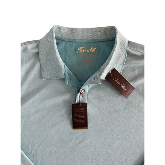Tasso Elba Supima Cotton Blend LS Luxury Polo Shirt XL Menthol Blue NWT $59.50 - Picture 4 of 8